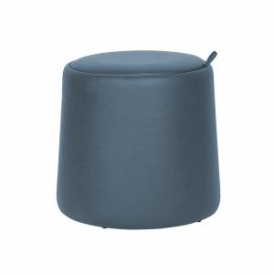 Taburete con almacenaje en polipiel azul 42x45x45