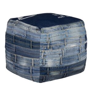 Taburete de asiento cuadrado azul, 45x45x45 cm, hecho jeans