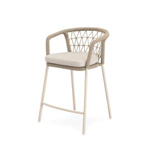 Taburete de exterior beige con cojin