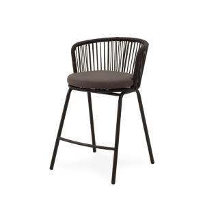 Taburete de exterior gris con cojin