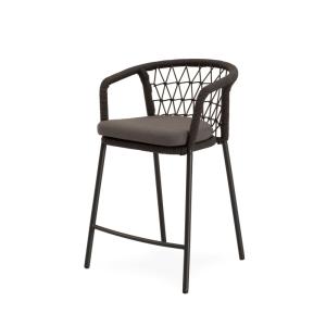 Taburete de exterior gris oscuro con cojin