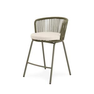 Taburete de exterior verde con cojin