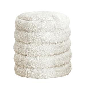 Taburete de lana rizada crema blanca