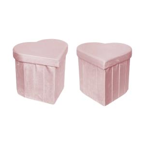 Taburete infantil en forma de corazón, set de 2, rosa