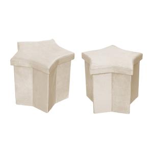 Taburete infantil estrella plegable, set de 2, beige