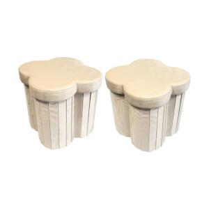 Taburete infantil plegable de terciopelo, set de 2, beige