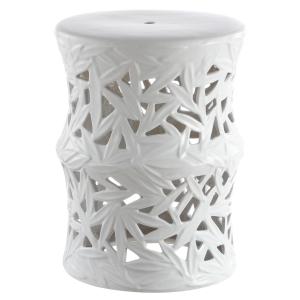 Taburete para jardín cerámica en blanco, 35 x 35 x 45 cm