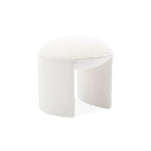 Taburete puff de rizo texturizado, blanco