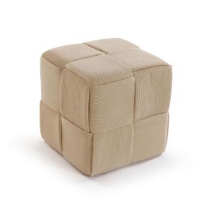 Taburete puff rectangular en algodón blanco