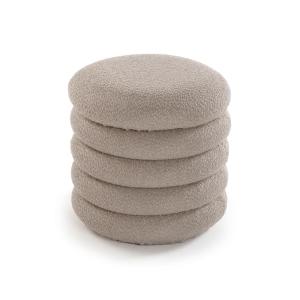 Taburete puff redondo en algodón marrón