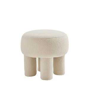 Taburete redondo de tela bouclé ø43cm - crema