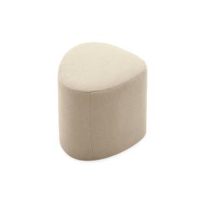 Taburete y puff de tela con forma de guijarro, beige