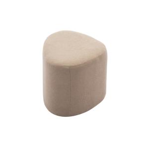 Taburete y puff de tela con forma de guijarro, gris beige