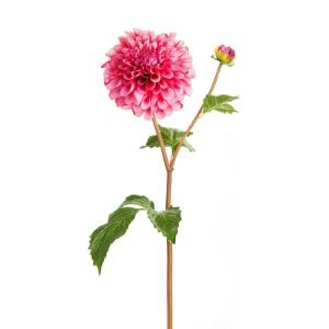 Tallo de dalia con brote artificial rosa h50