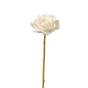 Tallo de rosa abierta artificial blanca h55