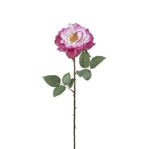 Tallo de rosa abierta artificial rosa y crema h64