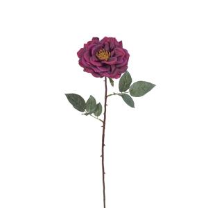 Tallo de rosa abierta artificial violeta h64