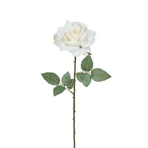 Tallo de rosa cerrada artificial blanca h64