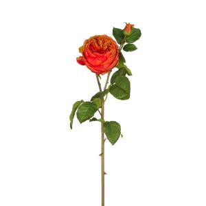 Tallo de rosa cerrada artificial naranja h80