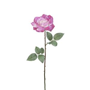 Tallo de rosa cerrada artificial rosa y crema h64