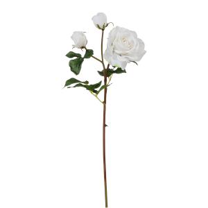 Tallo de rosa con capullo artificial blanca h53