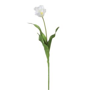 Tallo de tulipán loro artificial blanco y verde h63