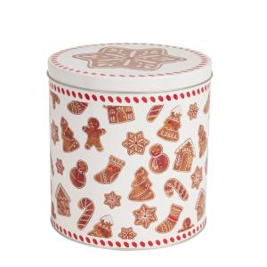 Tarro de acero redondo para galletas navideñas