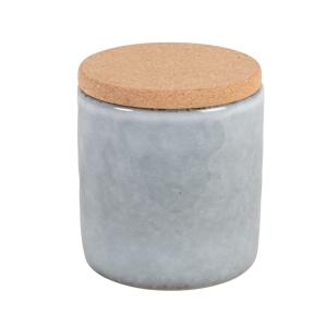 Tarro de gres azul y tapa de corcho Alt10 cm