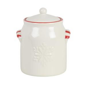 Tarro pequeño navideño para galletas de gres blanco roto y…