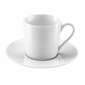 Taza café con platito (x6) porcelena blanco
