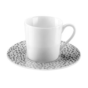 Taza café con platito (x6) porcelena platine