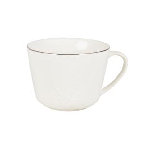 Taza de cerámica blanca con grabados