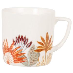 Taza de cerámica con estampado vegetal multicolor