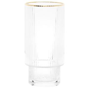Taza de cristal estriado con borde dorado