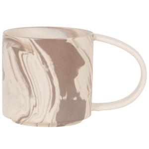 Taza de gres blanco y marrón