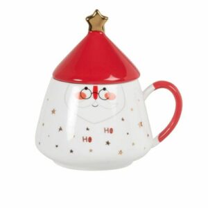 Taza de porcelana con motivos navideños blancos, rojos y do…