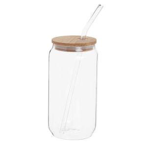 Taza para llevar y pajita de vidrio transparente con tapa d…