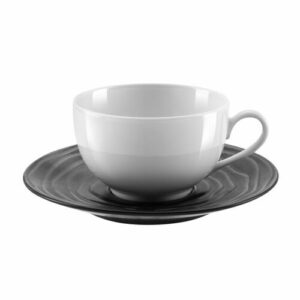 Taza té con platito (x6) gres negro