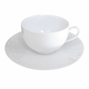Taza té con platito (x6) porcelena blanco