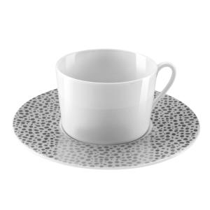 Taza té con platito (x6) porcelena platine