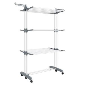 Tendedero plegable de 4 niveles con ruedas de color blanco…