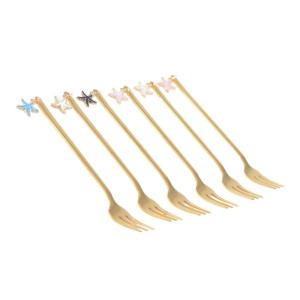 Tenedores de postre dorados estrella - lote de 6