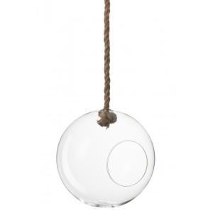 Terrario bola cristal/cuerda transparente alt. 60 cm