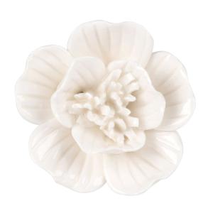 Tirador de puerta con flor de cerámica blanca
