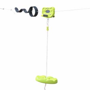 Tirolina para niños con columpio de 30m, verde