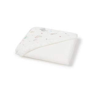 Toalla capucha estampado elefantes blanco 80x80