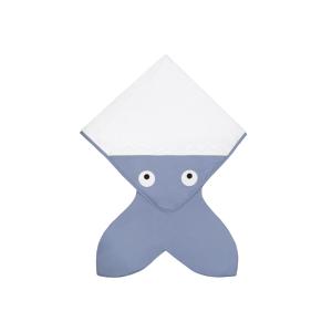 Toalla cola de Tiburón 100% algodón azul para bebés