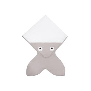 Toalla cola de Tiburón 100% algodón gris  para bebés