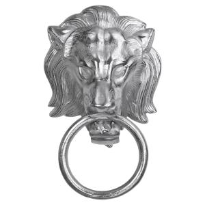 Toallero con motivo de cabeza de león, plata, 10x31 cm