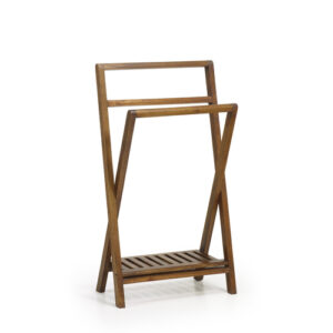 Toallero plegable de madera marrón